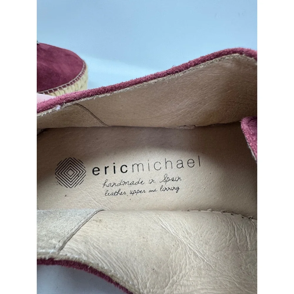 Eric Michael Serena Slip-On Suede Zip Espadrille Platform Made in Spain Size 37